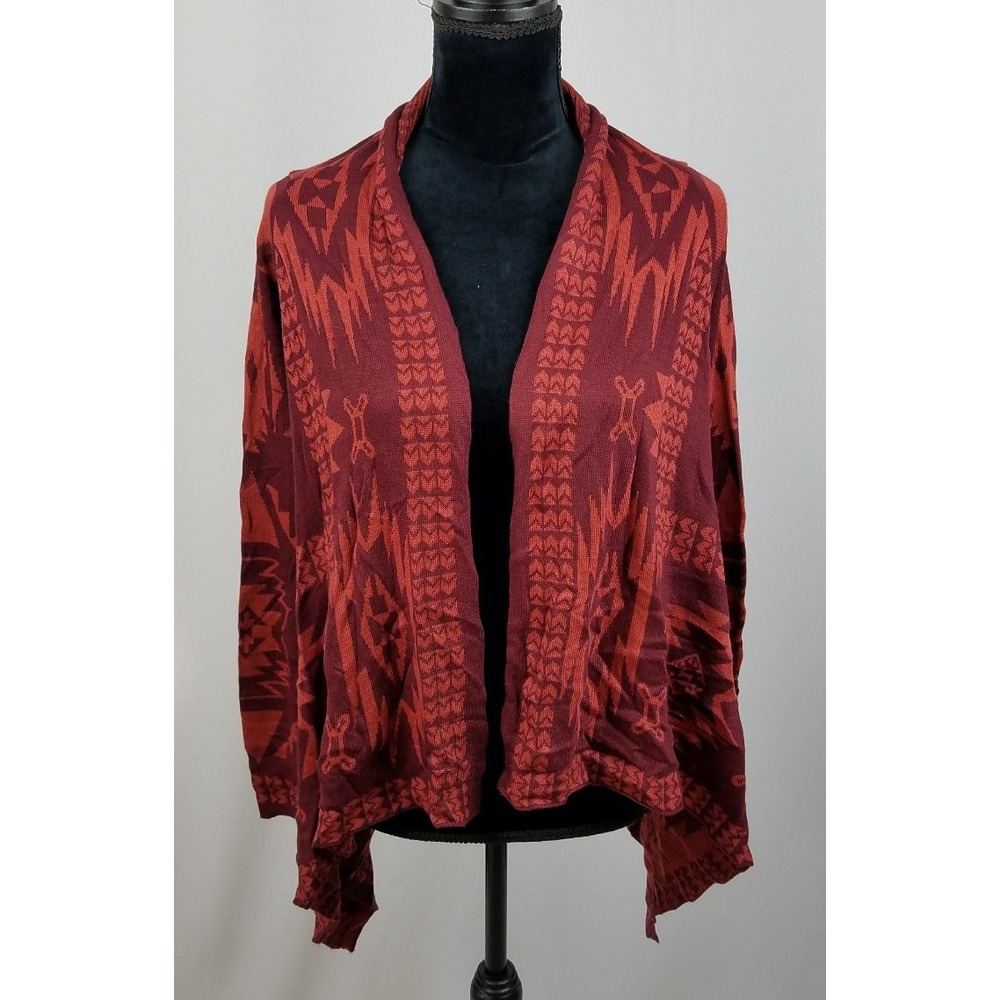 Oh MG women S cardigan sweater open front Aztec print waterfall lagenlook boho